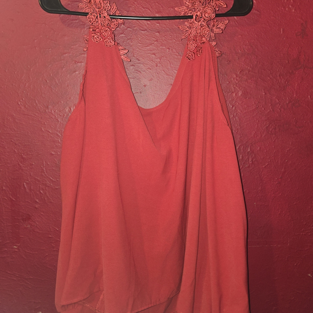 Red Cold Shoulder Long Sleeved Top with Floral Straps